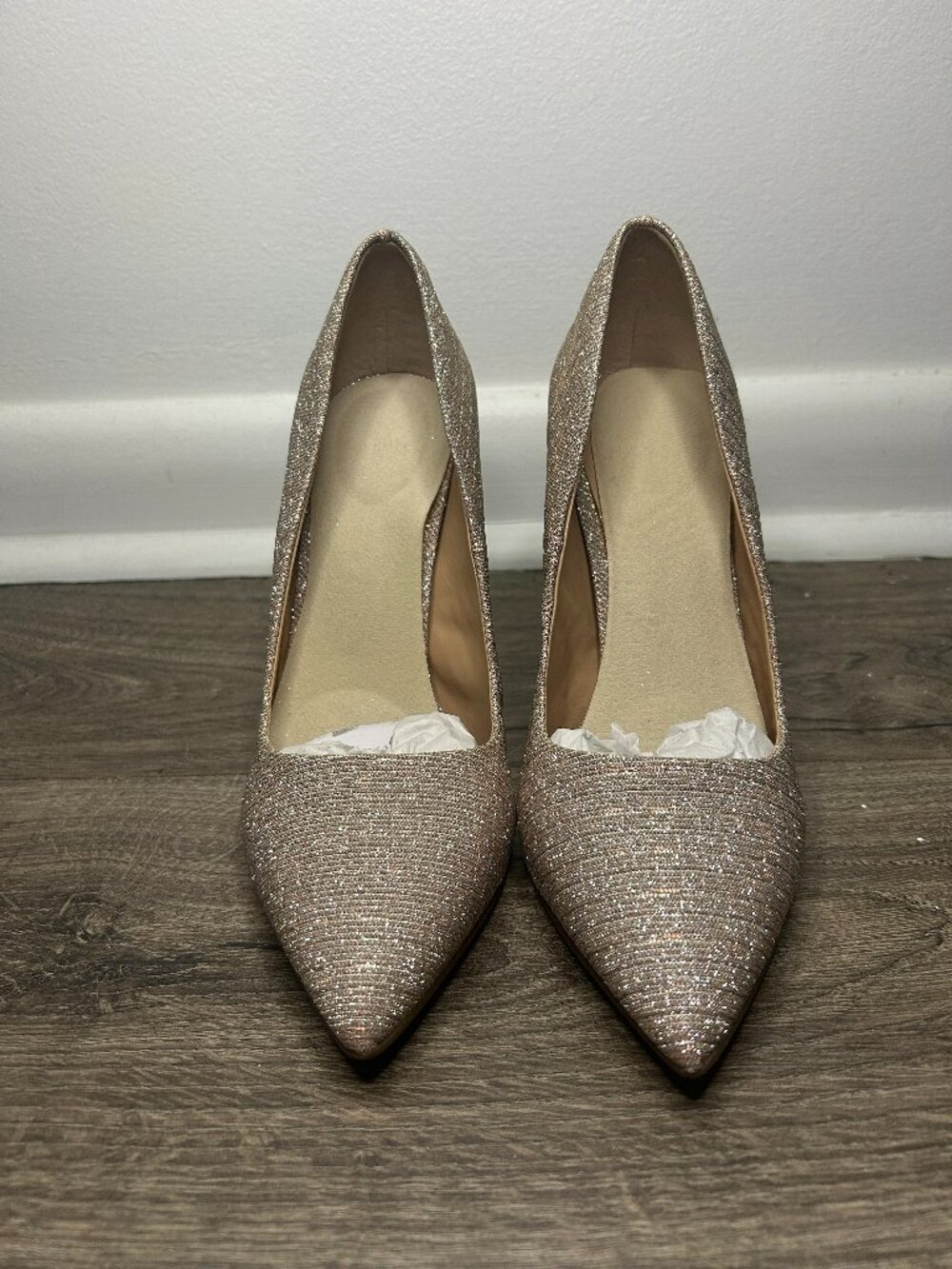 Call It Spring Rose Gold Glitter Pointed Toe Pumps